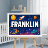 Franklin Name Art - Space Explorers personalized wall print for kids