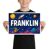 Franklin Name Art - Space Explorers personalized wall print for kids