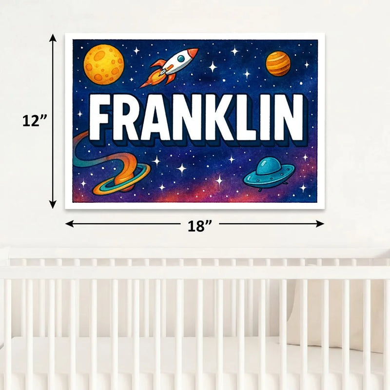 Franklin Name Art - Space Explorers personalized wall print for kids