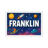 Franklin Name Art - Space Explorers personalized wall print for kids