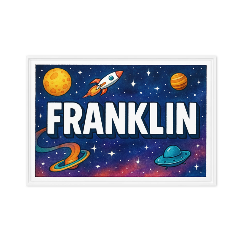 Franklin Name Art - Space Explorers personalized wall print for kids