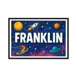 Franklin Name Art - Space Explorers personalized wall print for kids