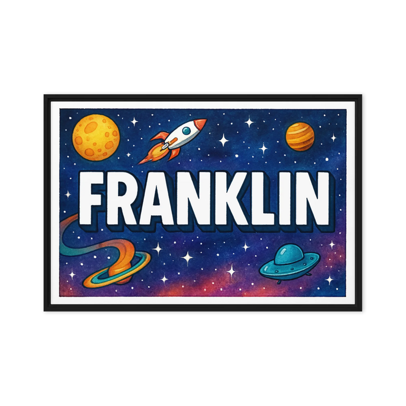 Franklin Name Art - Space Explorers personalized wall print for kids