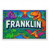 Franklin Name Art - Dinosaur Adventure personalized wall print for kids