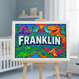 Franklin Name Art - Dinosaur Adventure personalized wall print for kids