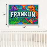 Franklin Name Art - Dinosaur Adventure personalized wall print for kids