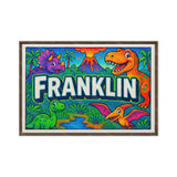 Franklin Name Art - Dinosaur Adventure personalized wall print for kids