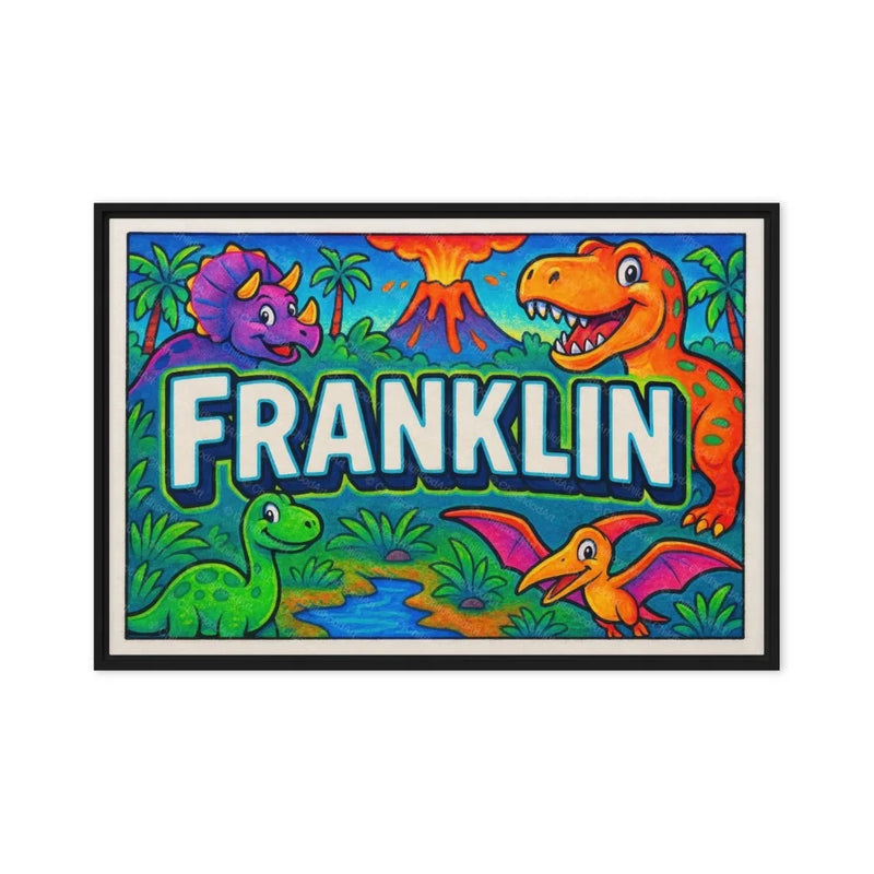 Franklin Name Art - Dinosaur Adventure personalized wall print for kids