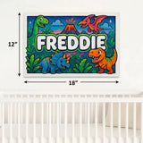 Freddie Name Art - Dinosaur Adventure personalized wall print for kids
