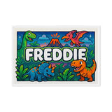 Freddie Name Art - Dinosaur Adventure personalized wall print for kids
