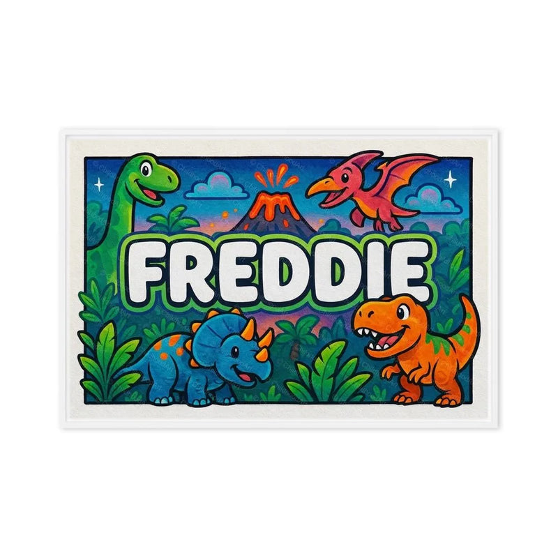 Freddie Name Art - Dinosaur Adventure personalized wall print for kids