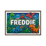 Freddie Name Art - Dinosaur Adventure personalized wall print for kids