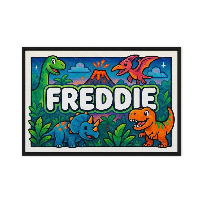 Freddie Name Art - Dinosaur Adventure personalized wall print for kids
