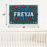 Freyja Name Art - Floral Farmhouse personalized wall print for kids