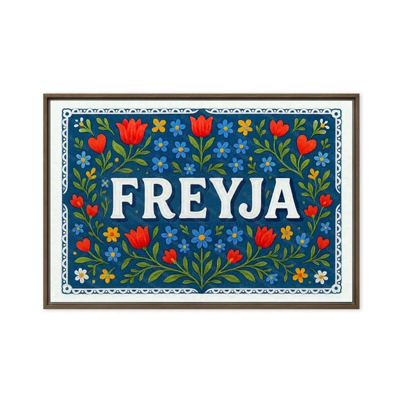 Freyja Name Art - Floral Farmhouse personalized wall print for kids