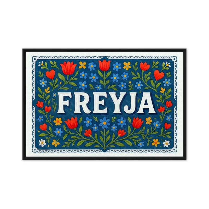 Freyja Name Art - Floral Farmhouse personalized wall print for kids