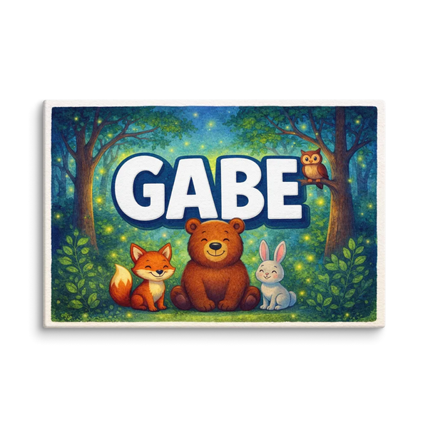 Gabe Name Art - Forest Friends Personalized Wall Art