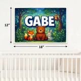 Gabe Name Art - Forest Friends personalized wall print for kids
