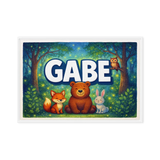 Gabe Name Art - Forest Friends personalized wall print for kids