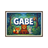 Gabe Name Art - Forest Friends personalized wall print for kids