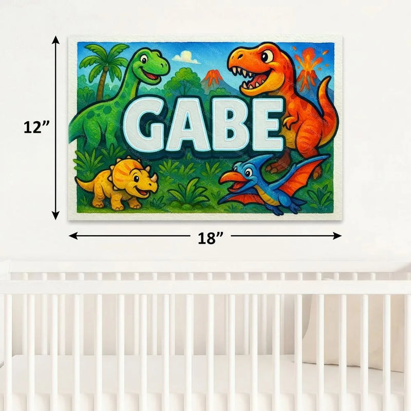 Gabe Name Art - Dinosaur Adventure personalized wall print for kids