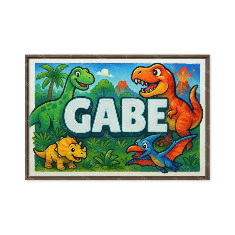 Gabe Name Art - Dinosaur Adventure personalized wall print for kids