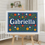 Gabriella Name Art - Floral Farmhouse personalized wall print for kids