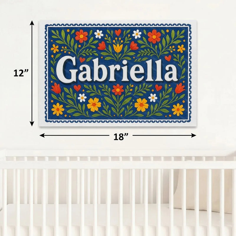 Gabriella Name Art - Floral Farmhouse personalized wall print for kids
