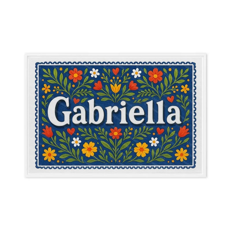 Gabriella Name Art - Floral Farmhouse personalized wall print for kids