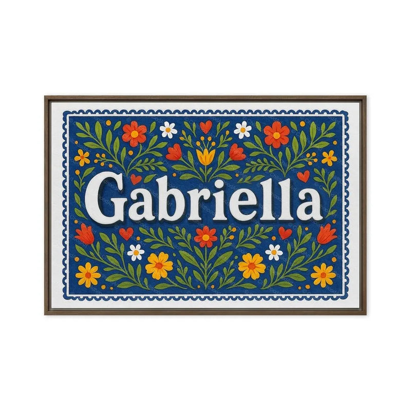 Gabriella Name Art - Floral Farmhouse personalized wall print for kids