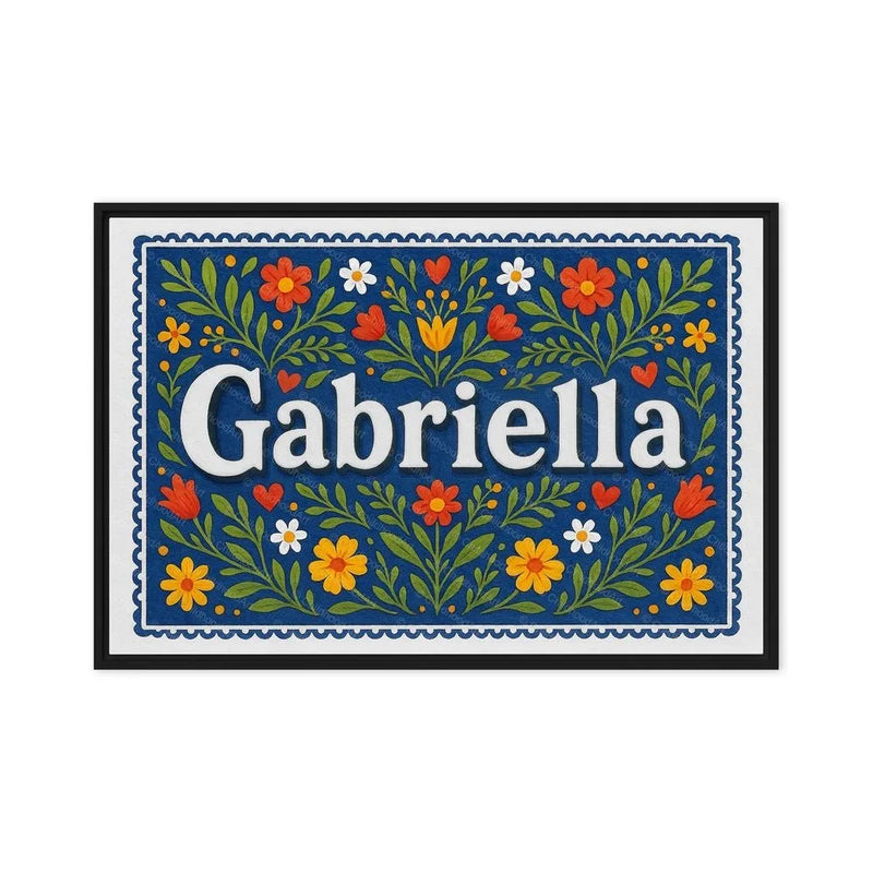 Gabriella Name Art - Floral Farmhouse personalized wall print for kids
