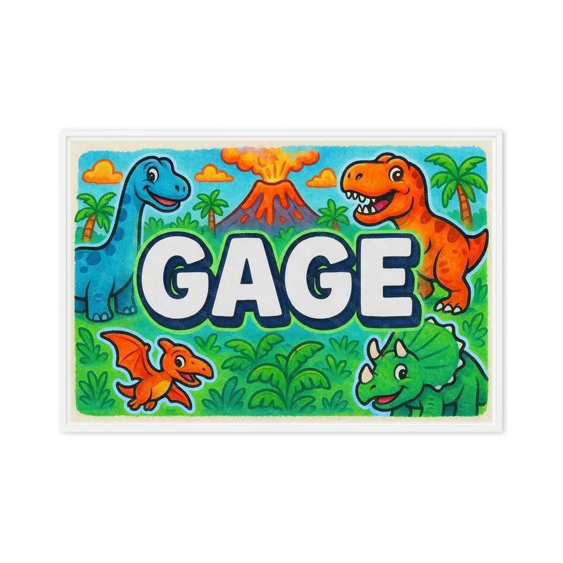 Gage Name Art - Dinosaur Adventure personalized wall print for kids