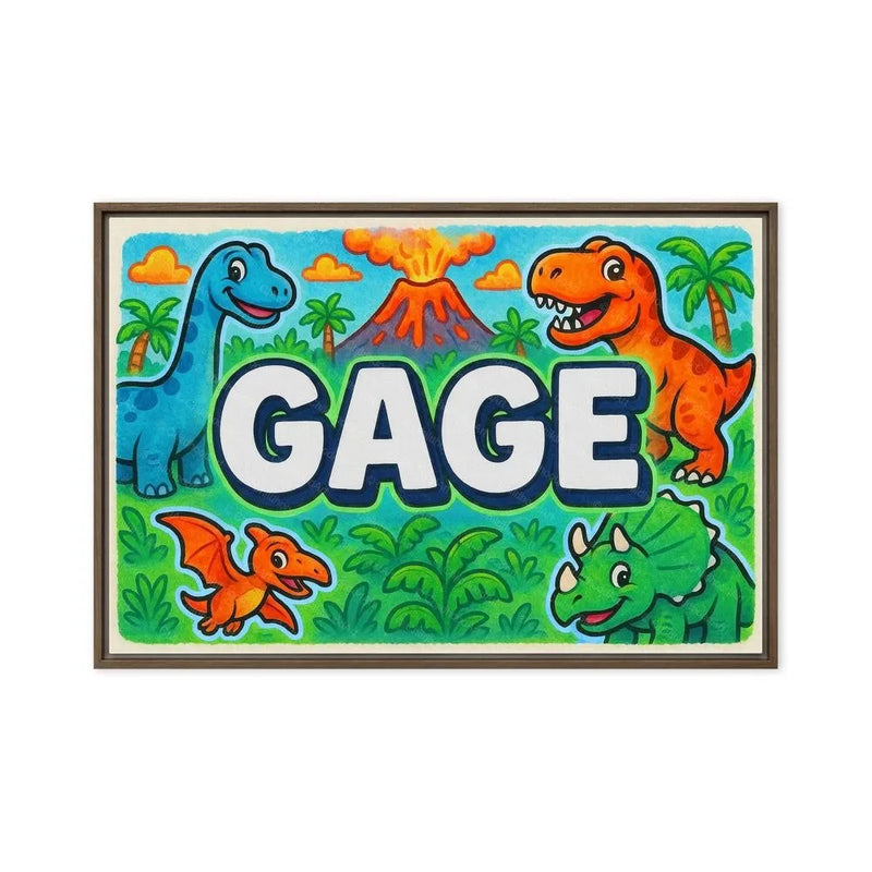 Gage Name Art - Dinosaur Adventure personalized wall print for kids