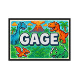 Gage Name Art - Dinosaur Adventure personalized wall print for kids