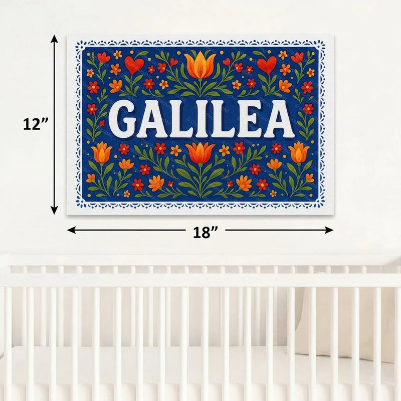 Galilea Name Art - Floral Farmhouse personalized wall print for kids