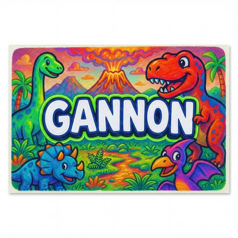 Gannon Name Art - Dinosaur Adventure personalized wall print for kids
