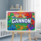 Gannon Name Art - Dinosaur Adventure personalized wall print for kids