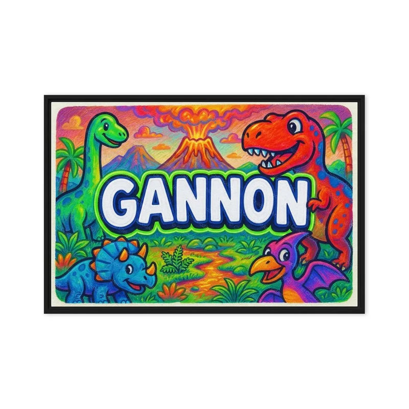 Gannon Name Art - Dinosaur Adventure personalized wall print for kids