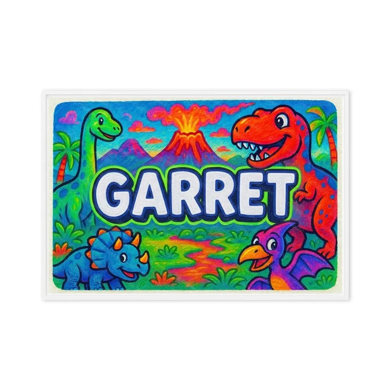 Garret Name Art - Dinosaur Adventure personalized wall print for kids