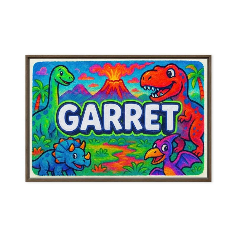 Garret Name Art - Dinosaur Adventure personalized wall print for kids
