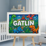 Gatlin Name Art - Dinosaur Adventure personalized wall print for kids