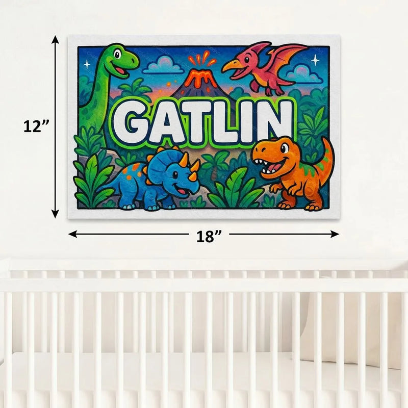 Gatlin Name Art - Dinosaur Adventure personalized wall print for kids