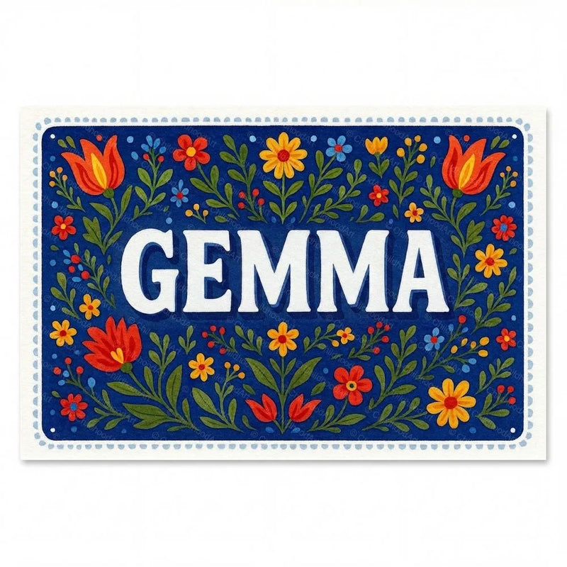 Gemma Name Art - Floral Farmhouse personalized wall print for kids