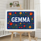 Gemma Name Art - Floral Farmhouse personalized wall print for kids