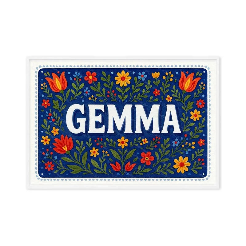 Gemma Name Art - Floral Farmhouse personalized wall print for kids