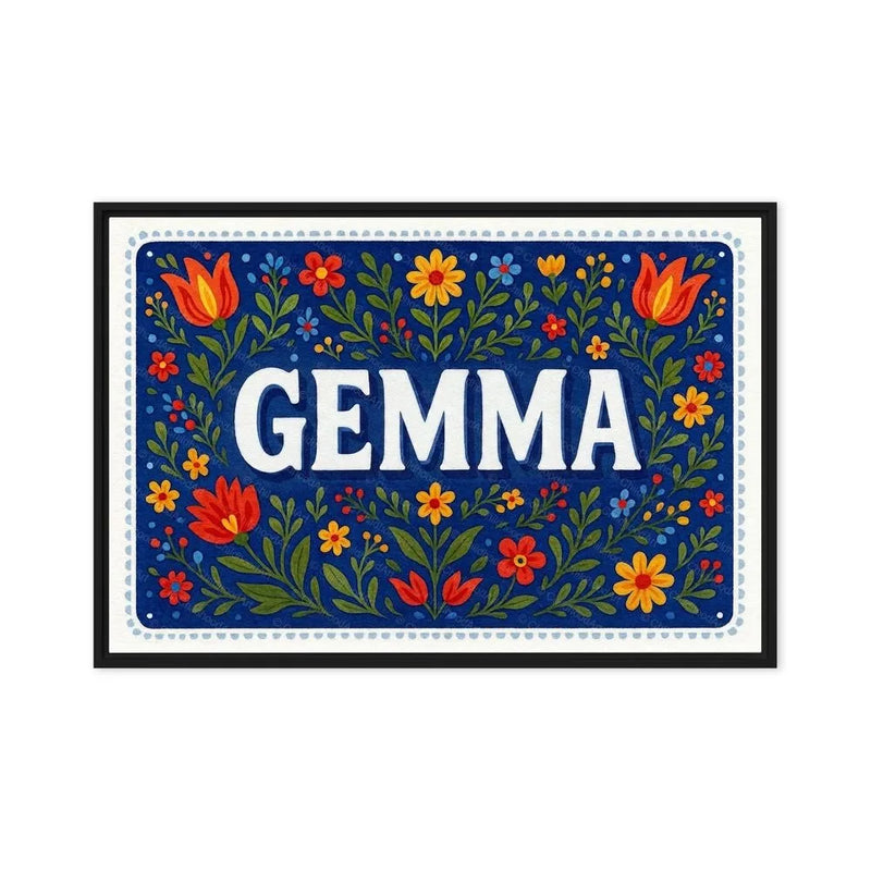 Gemma Name Art - Floral Farmhouse personalized wall print for kids