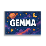 Gemma Name Art - Space Explorers personalized wall print for kids