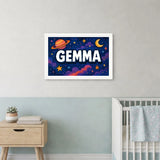 Gemma Name Art - Space Explorers personalized wall print for kids