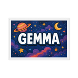 Gemma Name Art - Space Explorers personalized wall print for kids