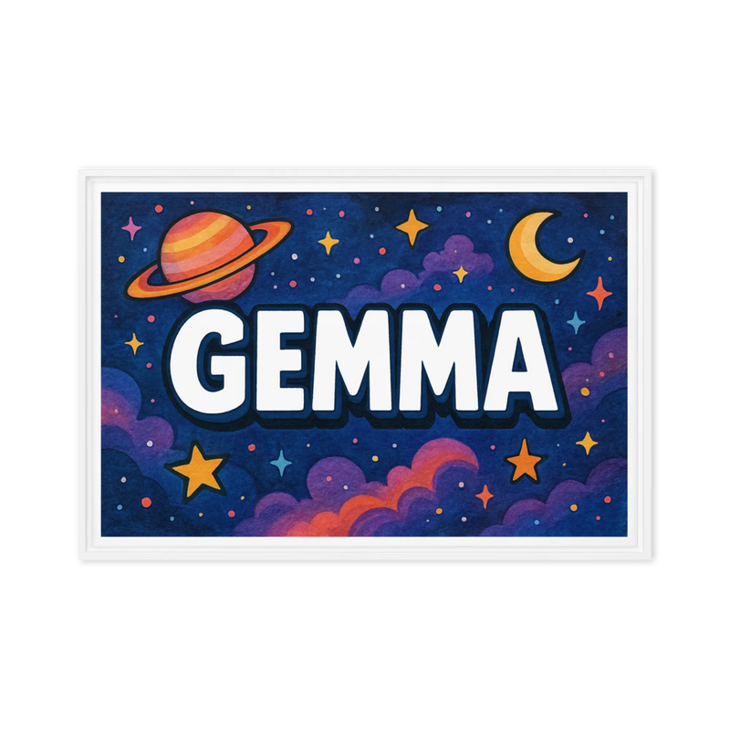 Gemma Name Art - Space Explorers personalized wall print for kids